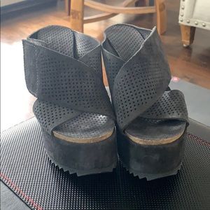 Pedro Garcia Gray Suede Platforms